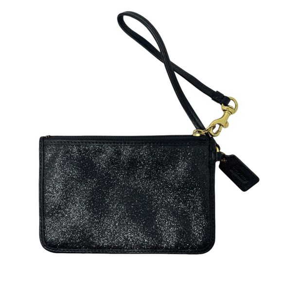 Coach wallet Black Glitter Wristlet coin ID purse gold hardware - Picture 10 of 14